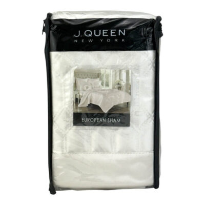 J Queen New York Satinique Quilted Euro Sham Natural Ivory 2