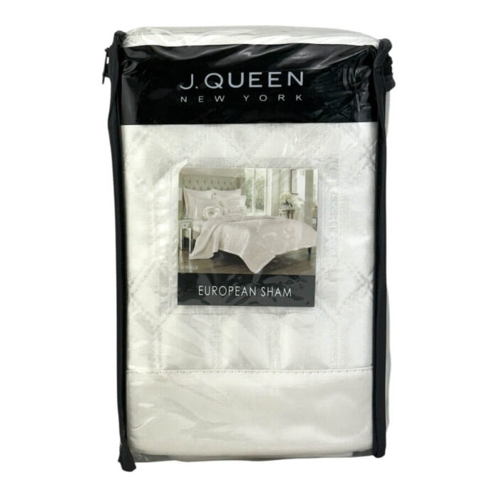 J Queen New York Satinique Quilted Euro Sham Natural Ivory 2