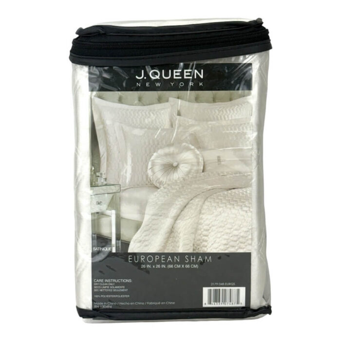 J Queen New York Satinique Quilted Euro Sham Natural Ivory 3