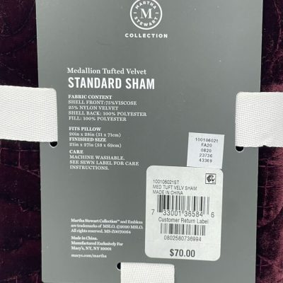 Martha Stewart Medallion Tufted Velvet Quilted Standard Sham 4