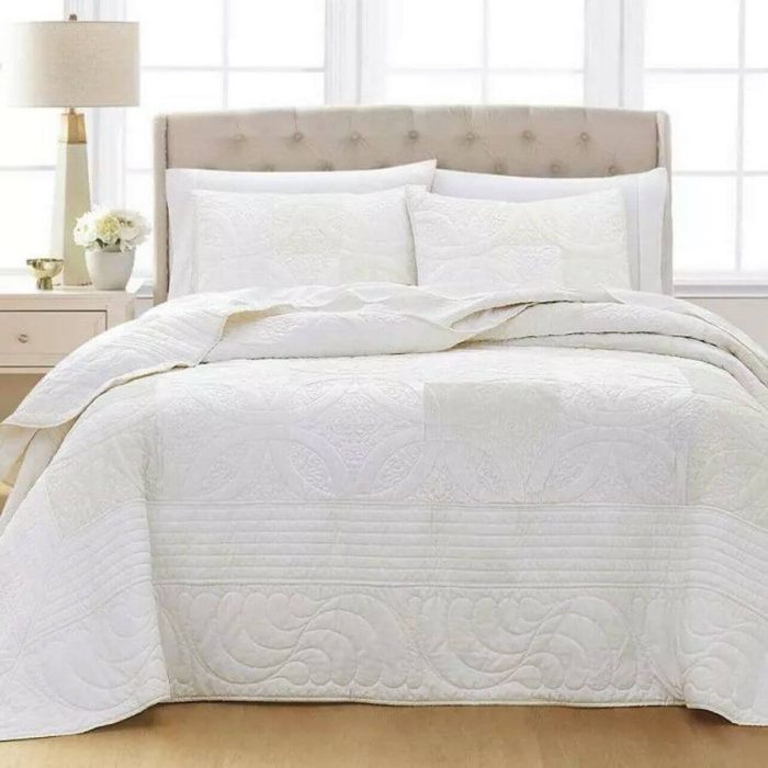 Martha Stewart Wedding Rings Pieced Bedspread Ivory