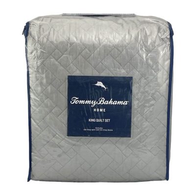 Tommy Bahama Home Solid King Quilt Set Gray