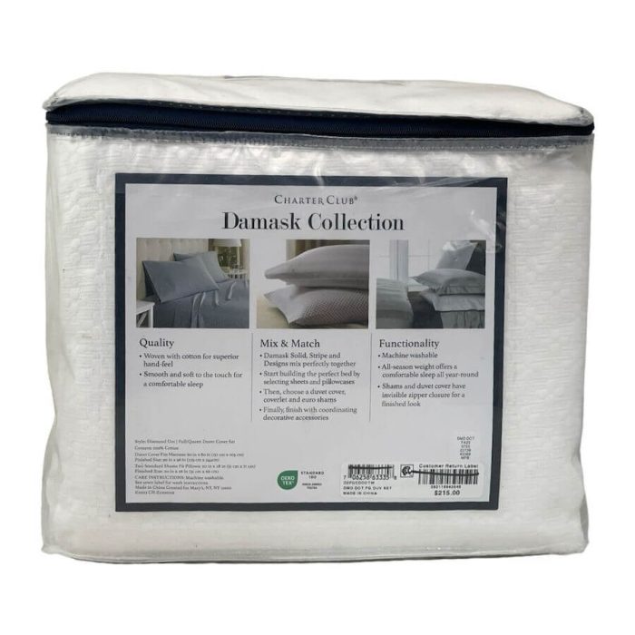Charter Club Damask Designs Diamond Dot Full/Queen Duvet Set 4