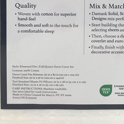 Charter Club Damask Designs Diamond Dot Full/Queen Duvet Set 5
