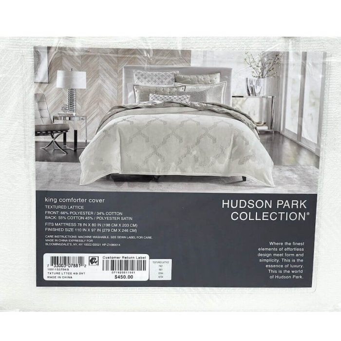 Hudson Park Textured Lattice King Duvet Cover White 6