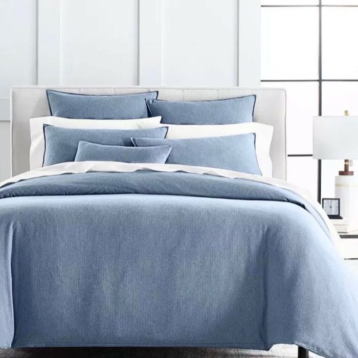 Hotel Collection Herringbone Lux Flannel Duvet Cover Blue