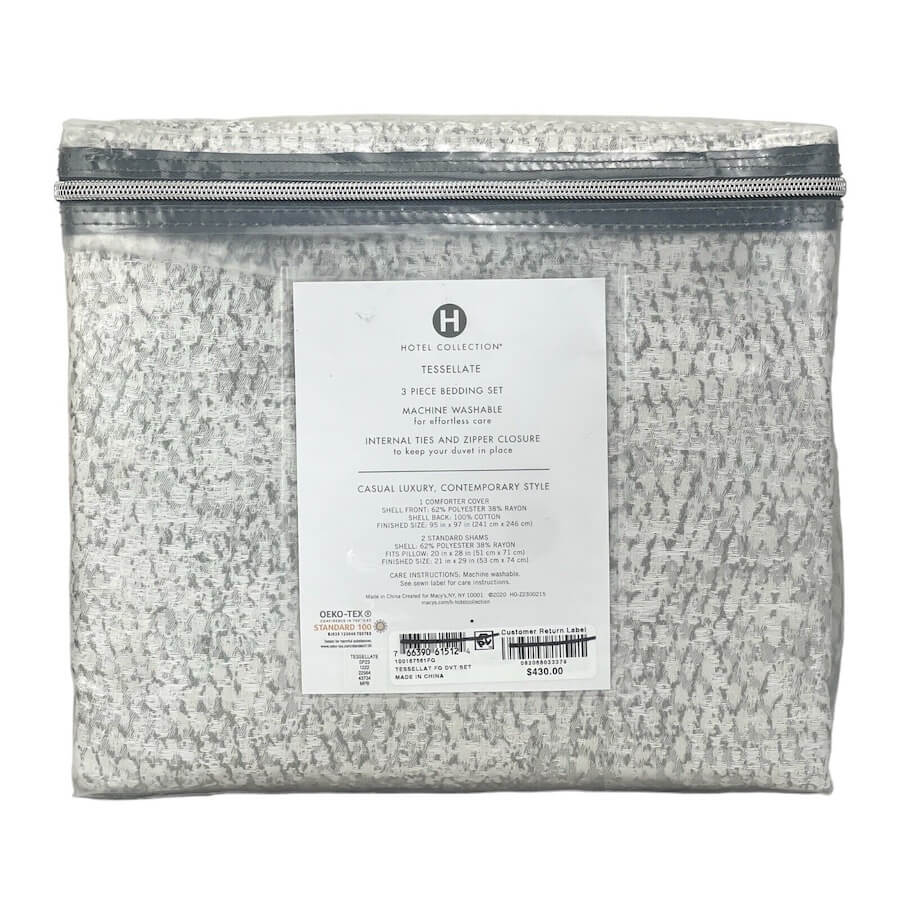 Hotel Collection Tessellate Full-Queen Duvet Set Silver 2 Hotel Collection Tessellate Full-Queen Duvet Set Silver 2