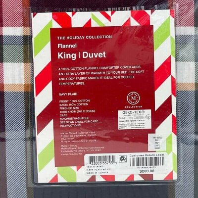 Martha Stewart Flannel Navy Plaid King Duvet Cover 2