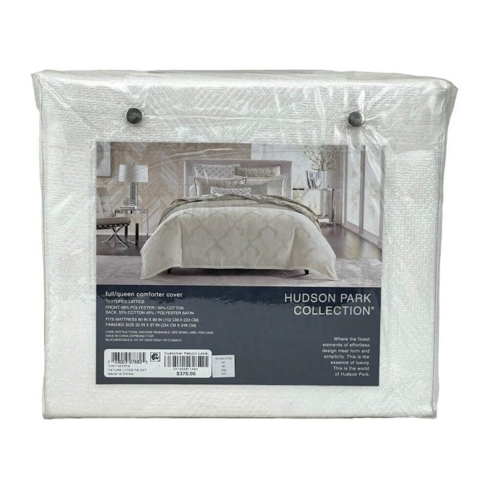 Hudson Park Textured Lattice Full/Queen Duvet Cover White 5