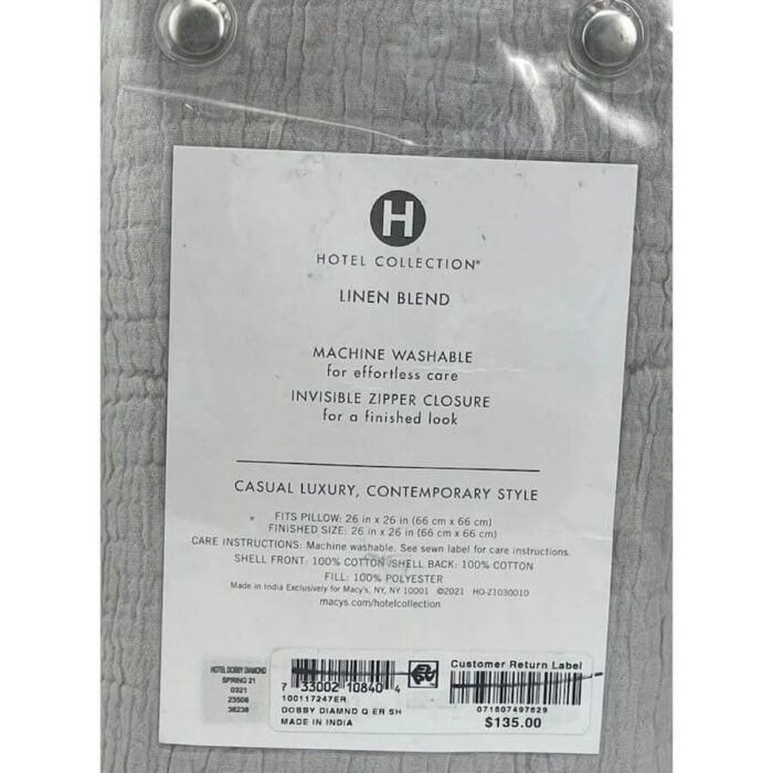 Hotel Collection Dobby Diamond Quilted Euro Sham Gray 2