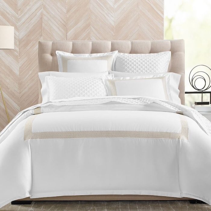 Hudson Park Embroidered Geo FULL-QUEEN Duvet Cover Sand