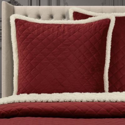 J Queen New York Casey Sherpa Euro Sham Crimson Red 2