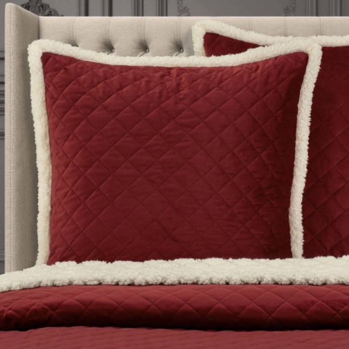 J Queen New York Casey Sherpa Euro Sham Crimson Red 2