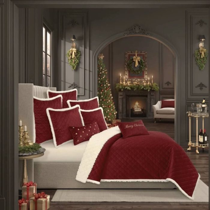 J Queen New York Casey Sherpa Euro Sham Crimson Red 3