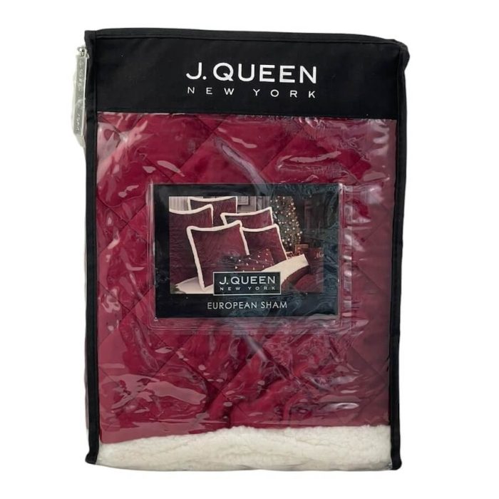 J Queen New York Casey Sherpa Euro Sham Crimson Red 4