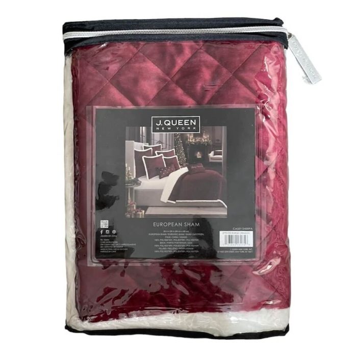 J Queen New York Casey Sherpa Euro Sham Crimson Red 5