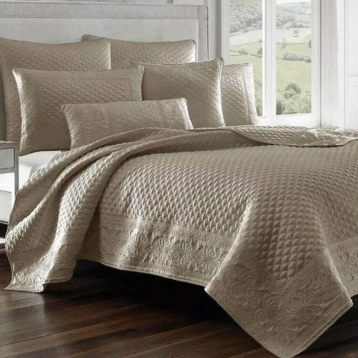 J Queen New York Zilara Quilted Coverlet Taupe