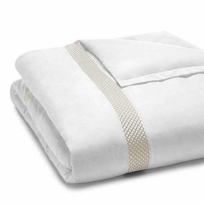 Hudson Park Embroidered Geo Duvet Cover Sand
