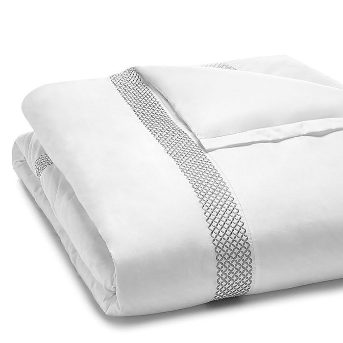 Hudson Park Embroidered Geo Duvet Cover Silver