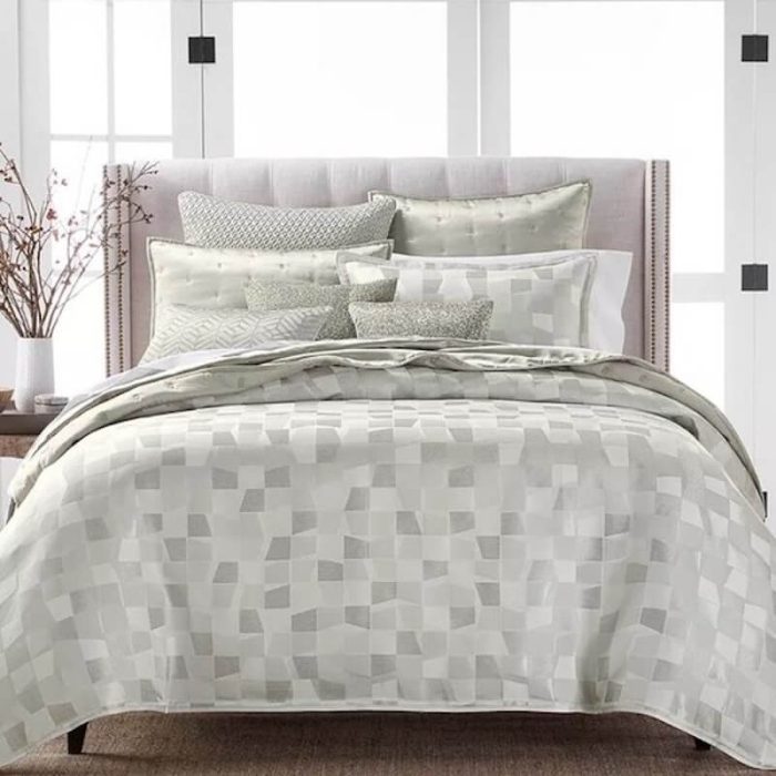 Hudson Park Facets Duvet Set Silver