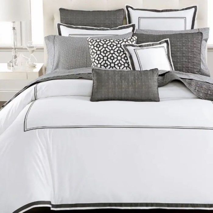 Hotel Collection Embroidered Frame Collection Charcoal Grey