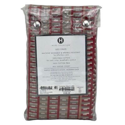 Hotel Collection Geo Stripe KING Sham Red Ivory 3