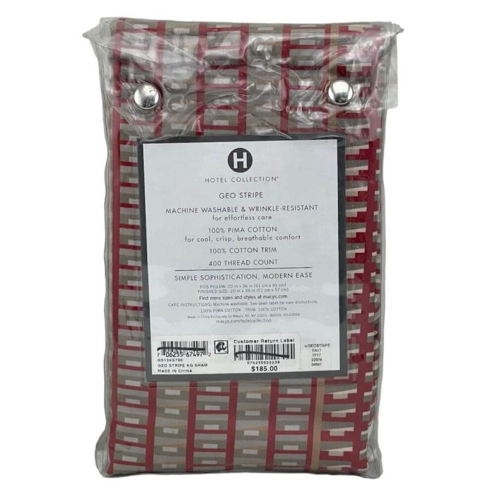 Hotel Collection Geo Stripe KING Sham Red Ivory 3