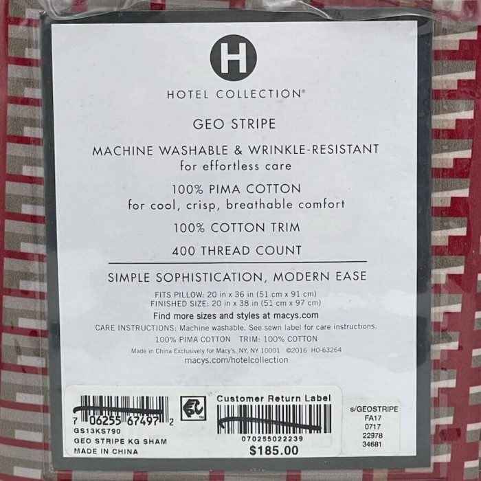 Hotel Collection Geo Stripe KING Sham Red Ivory 4