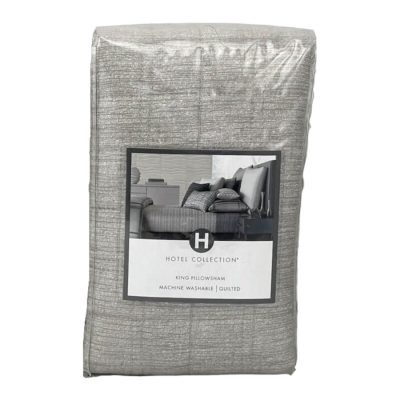 Hotel Collection Modern Plaid Quilted King Sham Light Grey