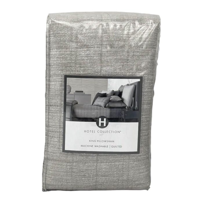 Hotel Collection Modern Plaid Quilted King Sham Light Grey