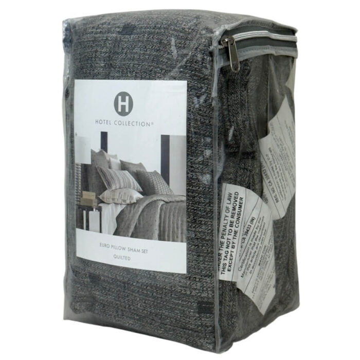 Hotel Collection Yarn Dye Quilted Euro Sham Set Charcoal 3