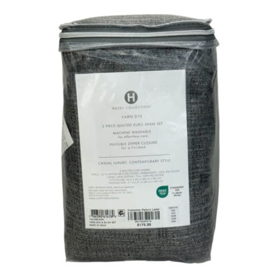 Hotel Collection Yarn Dye Quilted Euro Sham Set Charcoal 4