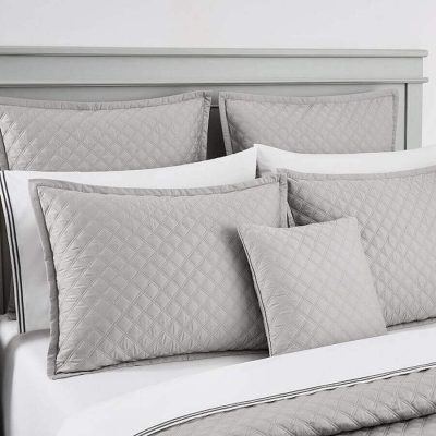 Hudson Park Double Diamond Quilted Sham Silver 2