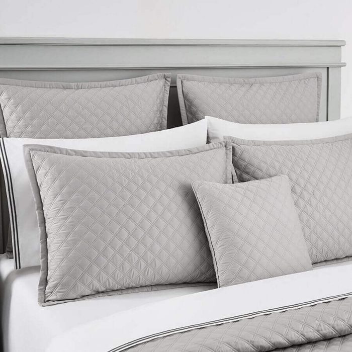 Hudson Park Double Diamond Quilted Sham Silver 2