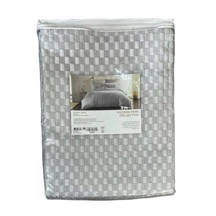 Hudson Park Tessera Matelasse FULL / QUEEN Coverlet SILVER 2