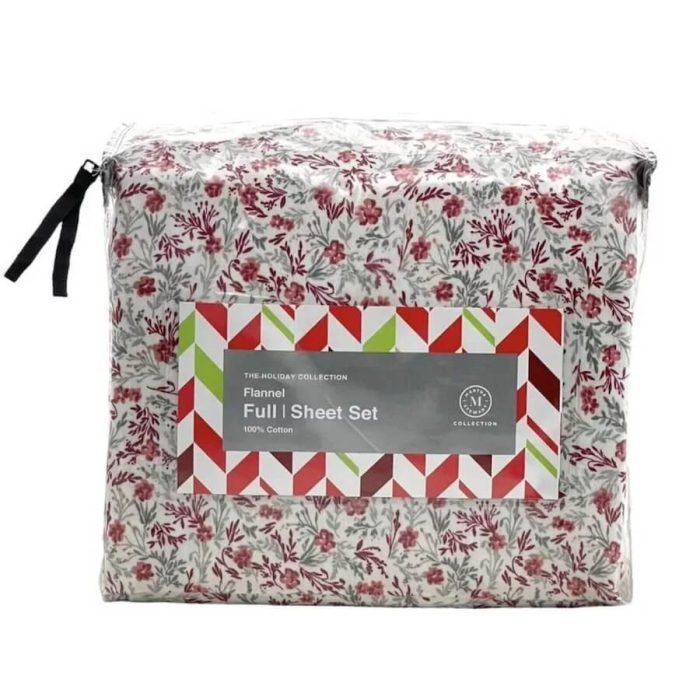 Martha Stewart Floral Cotton Flannel Full Sheet Set