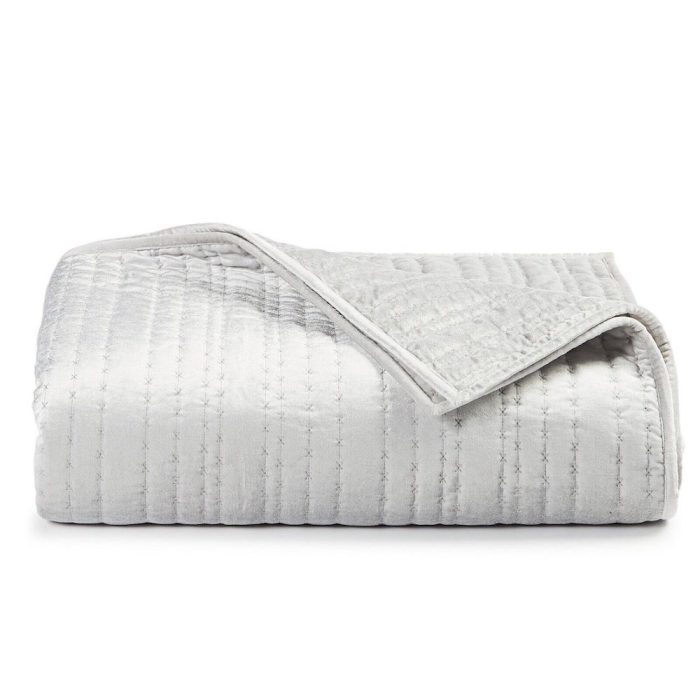 Hotel Collection Velvet Quilted Coverlet Palladium Grey