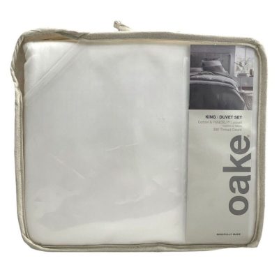 Oake Cotton & Tencel King Duvet Set White 3