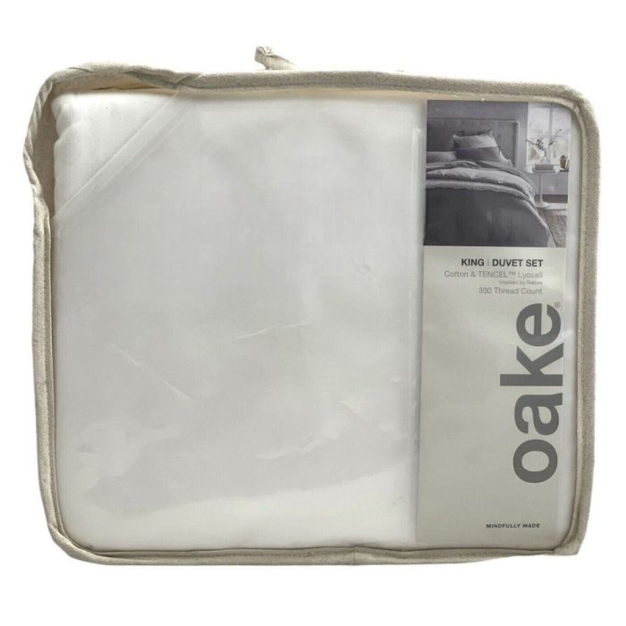 Oake Cotton & Tencel King Duvet Set White 3