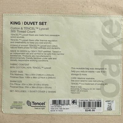 Oake Cotton & Tencel King Duvet Set White 6