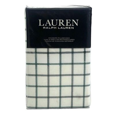 Ralph Lauren Millerton Plaid Flannel KING Pillowcases Green/Red 2