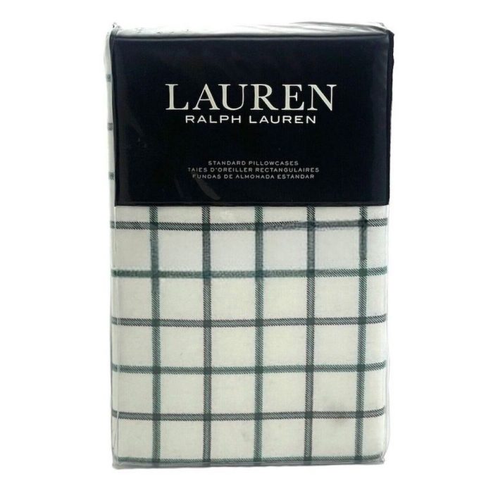 Ralph Lauren Millerton Plaid Flannel KING Pillowcases Green/Red 2
