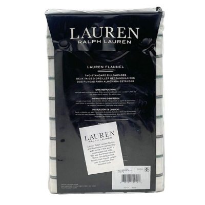 Ralph Lauren Millerton Plaid Flannel KING Pillowcases Green/Red 3