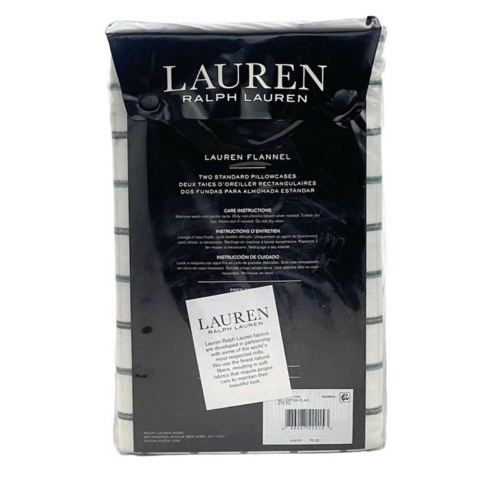 Ralph Lauren Millerton Plaid Flannel KING Pillowcases Green/Red 3