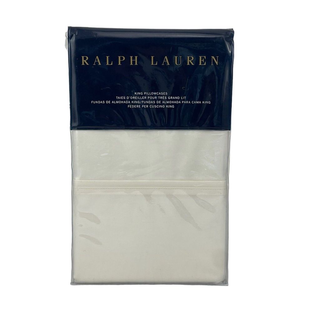 Ralph Lauren Palmer Percale King Pillowcases Regatta Cream 2 Ralph Lauren Palmer Percale King Pillowcases Regatta Cream 2