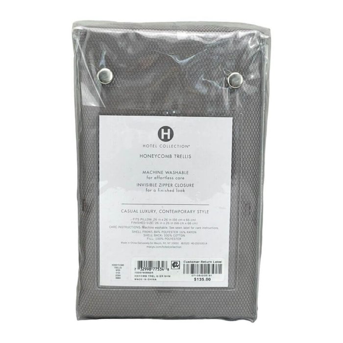 Hotel Collection Honeycomb Trellis Quilted EURO Sham Warm Gray 4