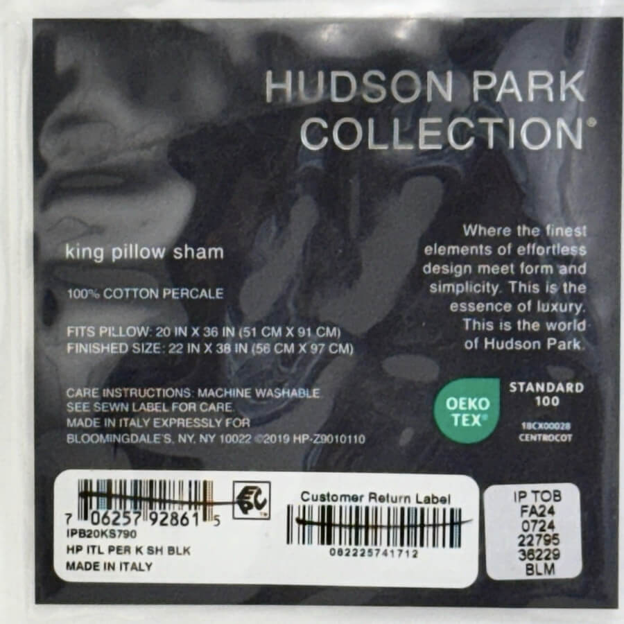 Hudson Park Italian Linens King Sham Black on White 4 Hudson Park Italian Linens King Sham Black on White 4