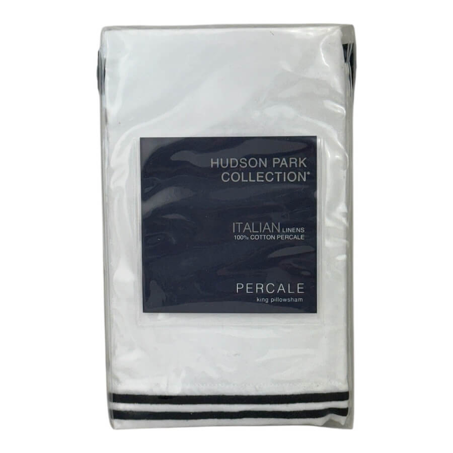 Hudson Park Italian Linens King Sham Black on White Hudson Park Italian Linens King Sham Black on White 2