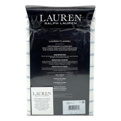 Ralph Lauren Millerton Plaid Flannel 2 STANDARD Pillowcases BLUE 3