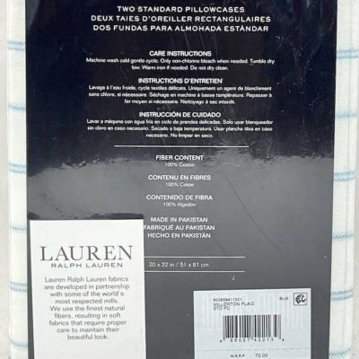 Ralph Lauren Millerton Plaid Flannel 2 STANDARD Pillowcases BLUE 4